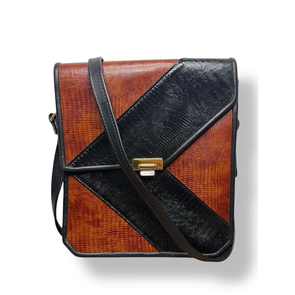 Roche Ventura Leather Shoulder Bag Black & Brown Nappa Leather Purse